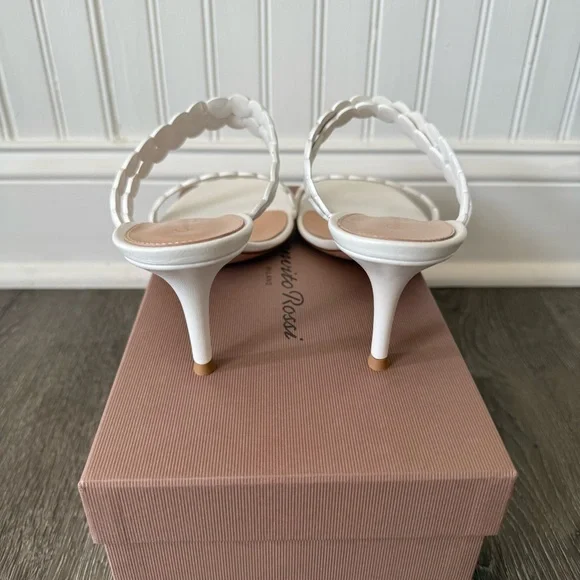 Gianvito Rossi White Leather Strappy Sandals Mules Heels - Picture 10 of 13